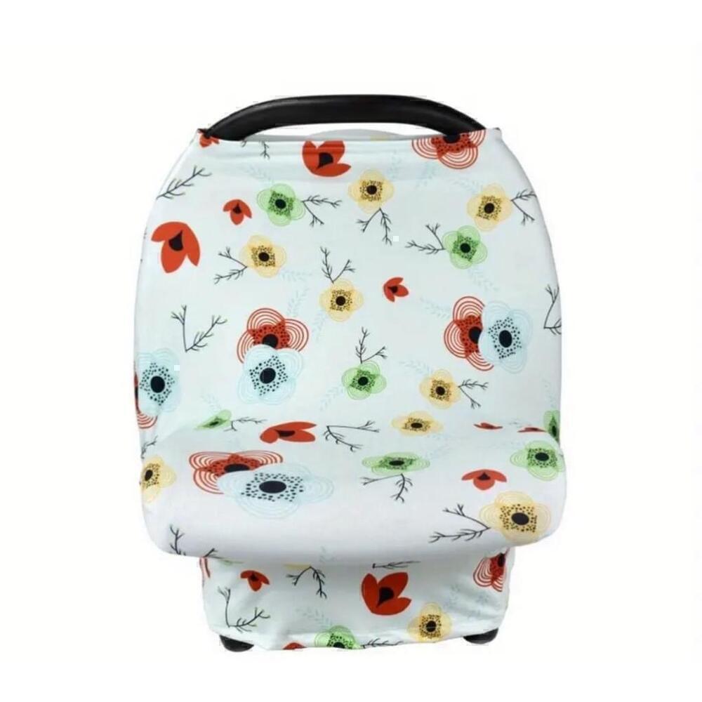 Unbranded One Size White/Multicolor Floral Print Baby Car Seat Canopy